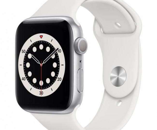 Apple Watch Series 6 44mm Silver Aluminium Case with White Sport Band (M00D3)